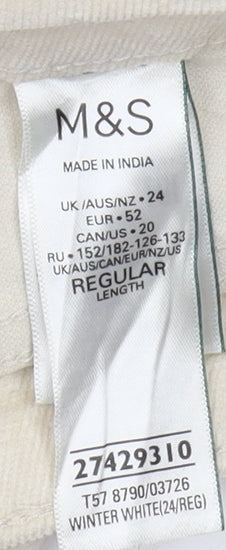 Womens UK Size 24 Marks and Spencer Regular Fit  Ivory Trousers