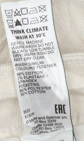 Womens UK Size 24 Marks and Spencer Regular Fit  Ivory Trousers