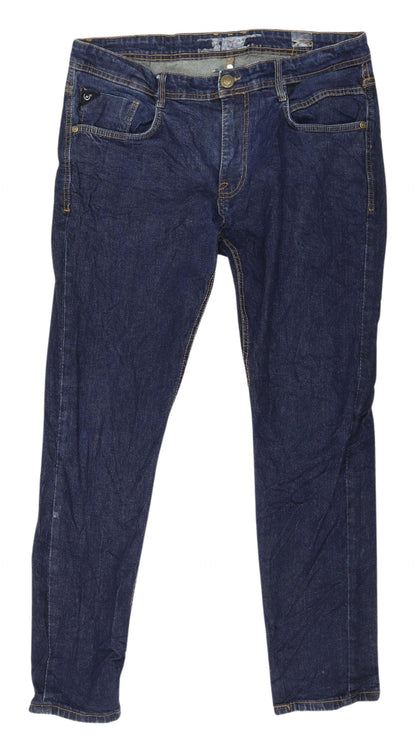 Duck and Cover Men's Blue Straight Jeans L 34 In Leg