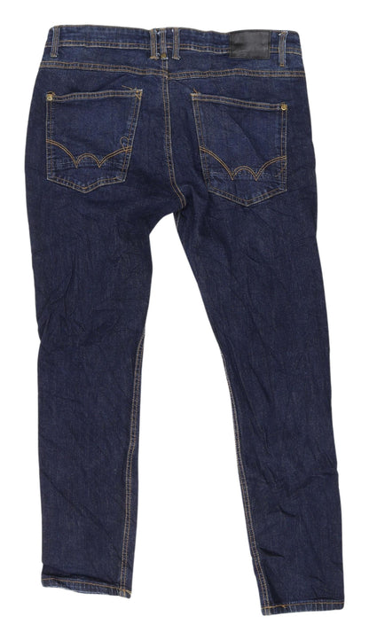 Duck and Cover Men's Blue Straight Jeans L 34 In Leg