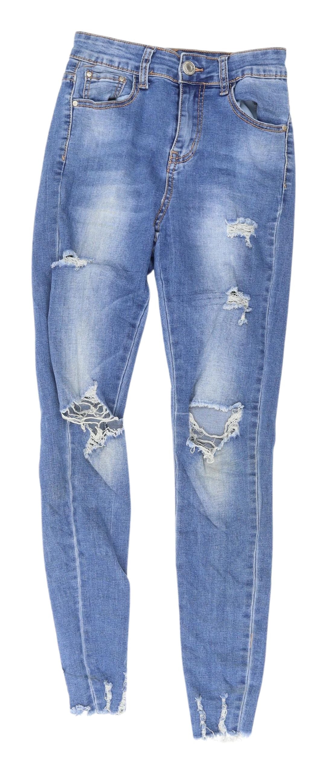 Womens UK Size 8 Miss RJ Regular Fit Ankle Blue Jeans