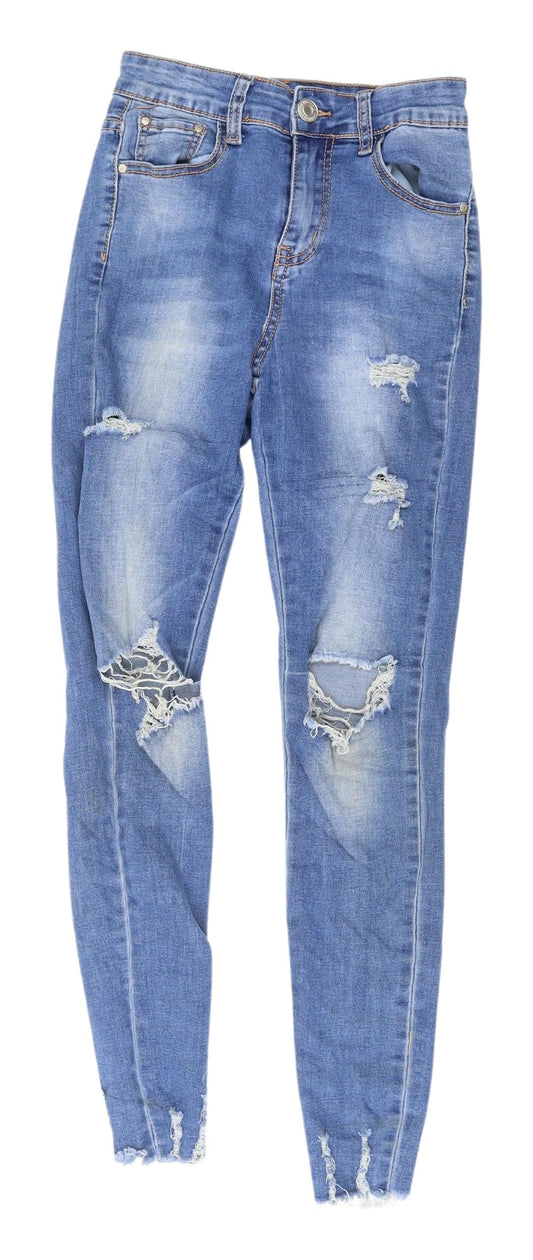 Womens UK Size 8 Miss RJ Regular Fit Ankle Blue Jeans