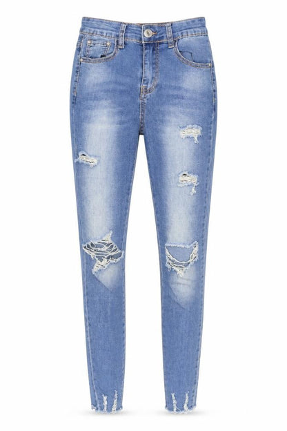 Womens UK Size 8 Miss RJ Regular Fit Ankle Blue Jeans