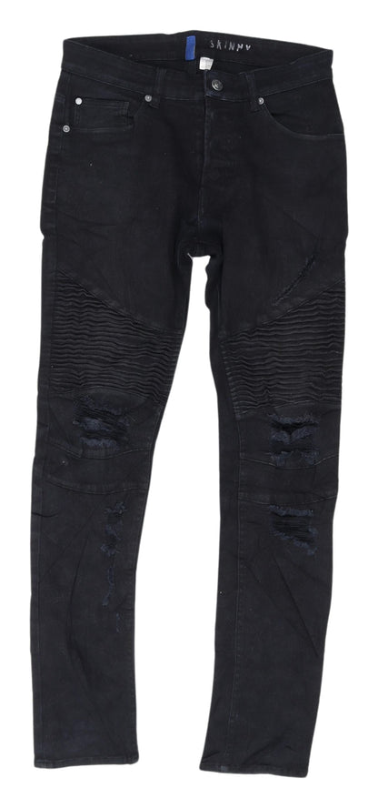 Womens UK Size 2 H&M Slim Fit Skinny Black Jeans