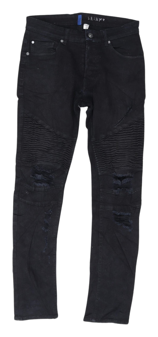 Womens UK Size 2 H&M Slim Fit Skinny Black Jeans