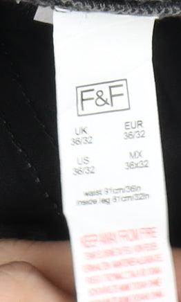 F&F Black Straight Leg Jeans, Size 36, Unisex, Dark Denim