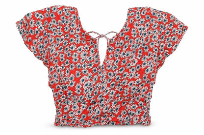 Womens UK Size M Zara Red Cropped Blouse