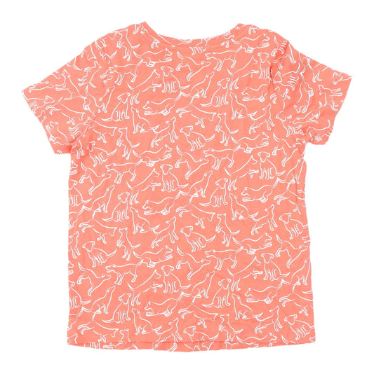 M&Co Women's Orange Dog Print T-Shirt - Size 12