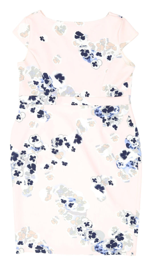 Dorothy Perkins Women's Pink Floral Knee Length Dress