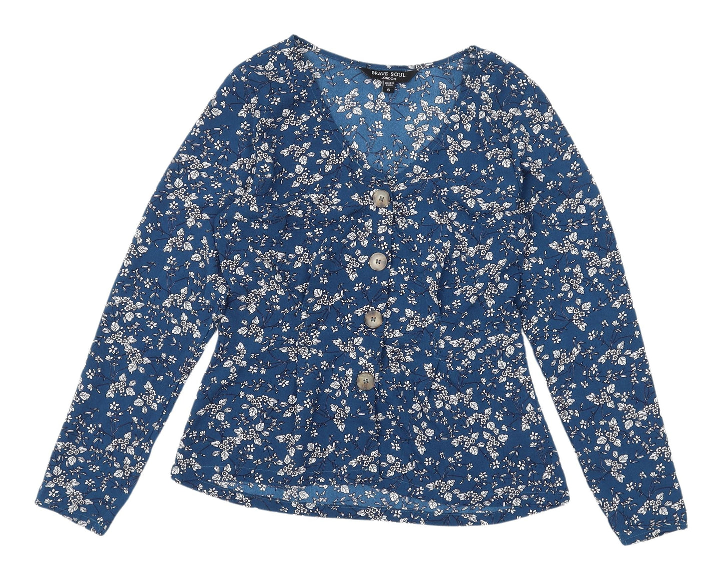 Womens UK Size S Brave Soul Blue Tunic Blouse