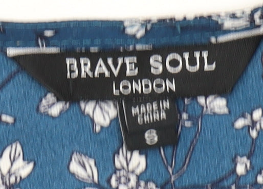 Womens UK Size S Brave Soul Blue Tunic Blouse