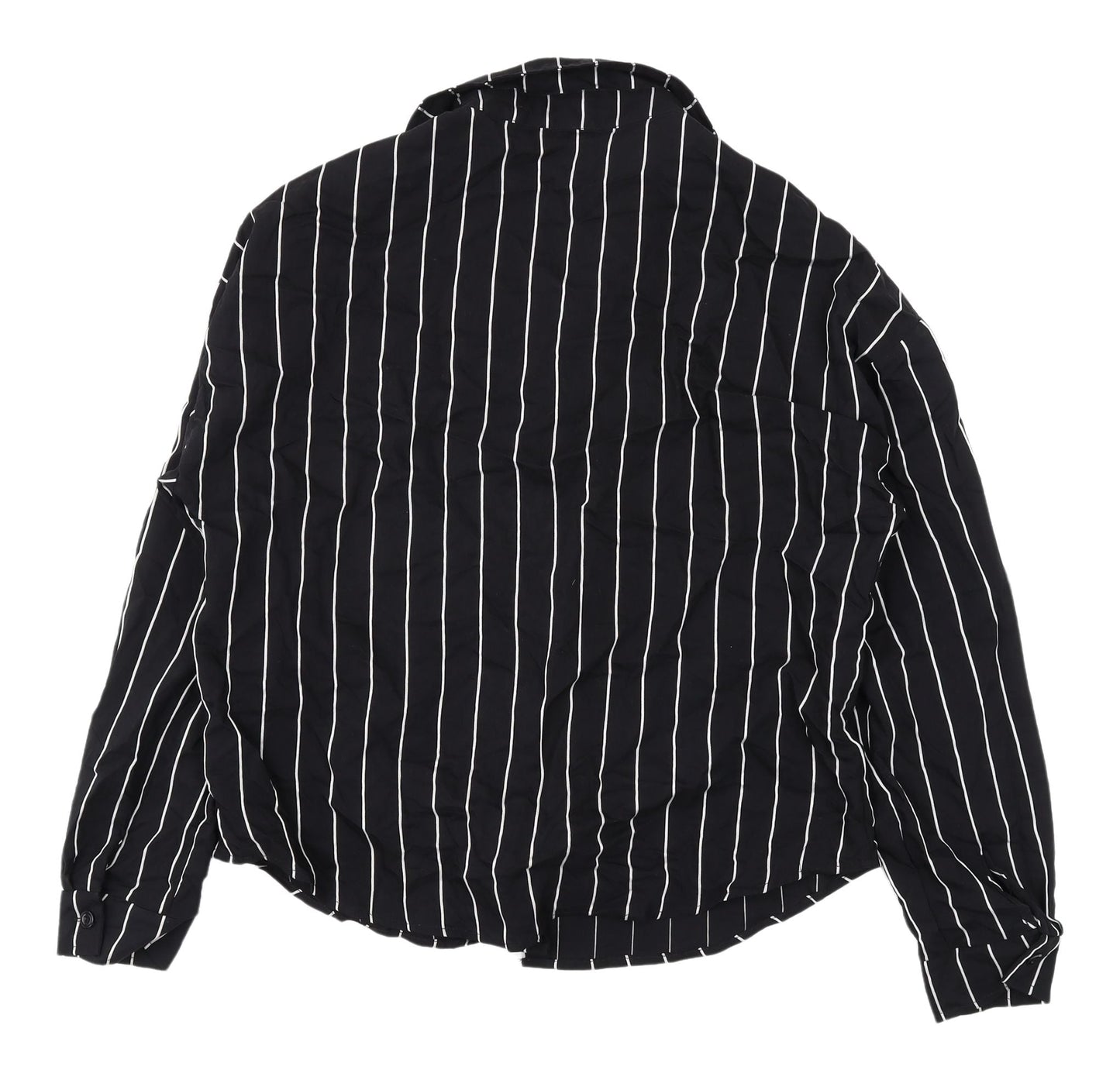 Boohoo Women's Black Striped Button-Up Shirt UK 14