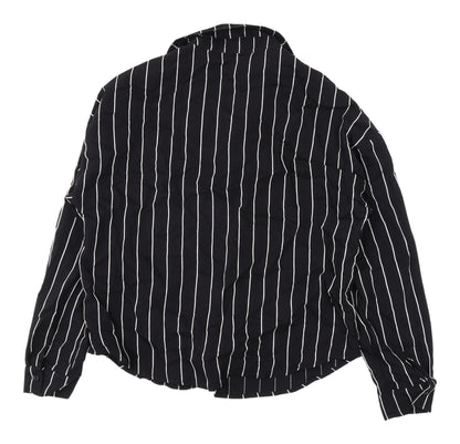 Boohoo Women's Black Striped Button-Up Shirt UK 14