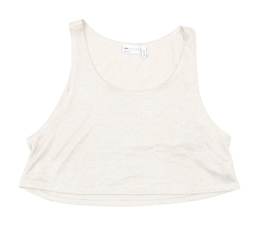 ASOS DESIGN Beige Cropped Tank Top, UK 6, Summer Casual
