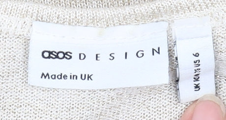 ASOS DESIGN Beige Cropped Tank Top, UK 6, Summer Casual