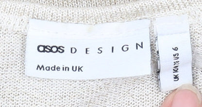ASOS DESIGN Beige Cropped Tank Top, UK 6, Summer Casual
