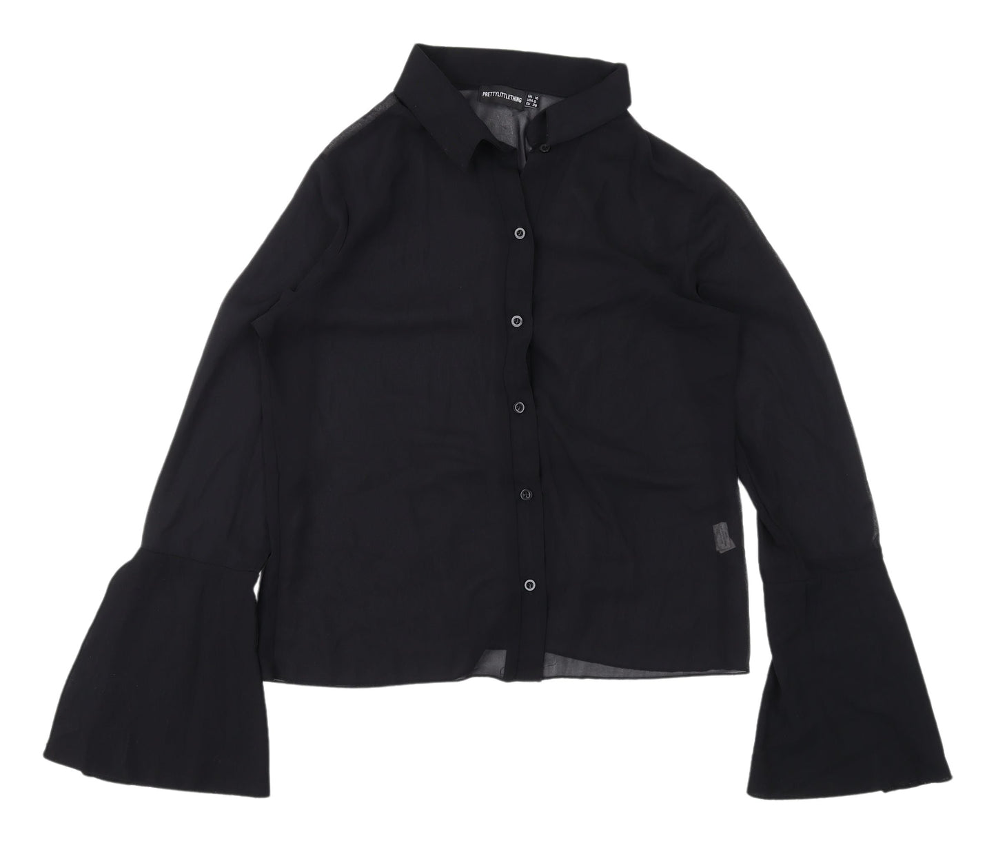 Womens UK Size 10 PRETTYLITTLETHING Black  Button-Up
