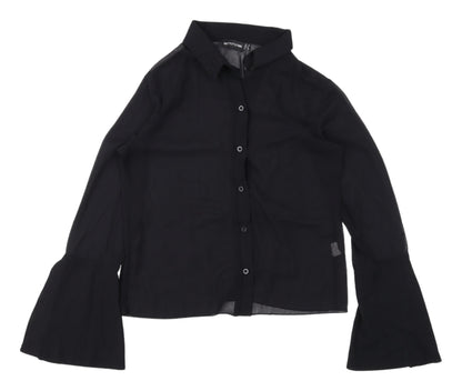 Womens UK Size 10 PRETTYLITTLETHING Black  Button-Up
