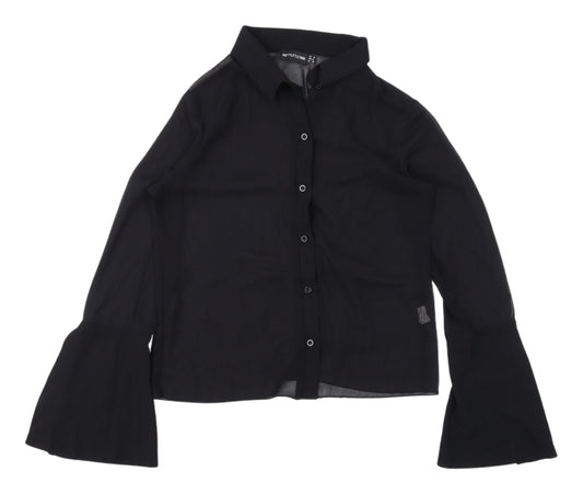 Womens UK Size 10 PRETTYLITTLETHING Black  Button-Up