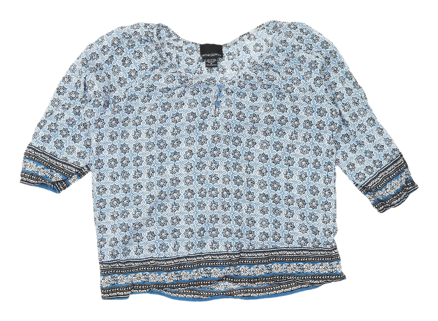 Womens UK Size M Cynthia Rowley Blue Tunic Blouse