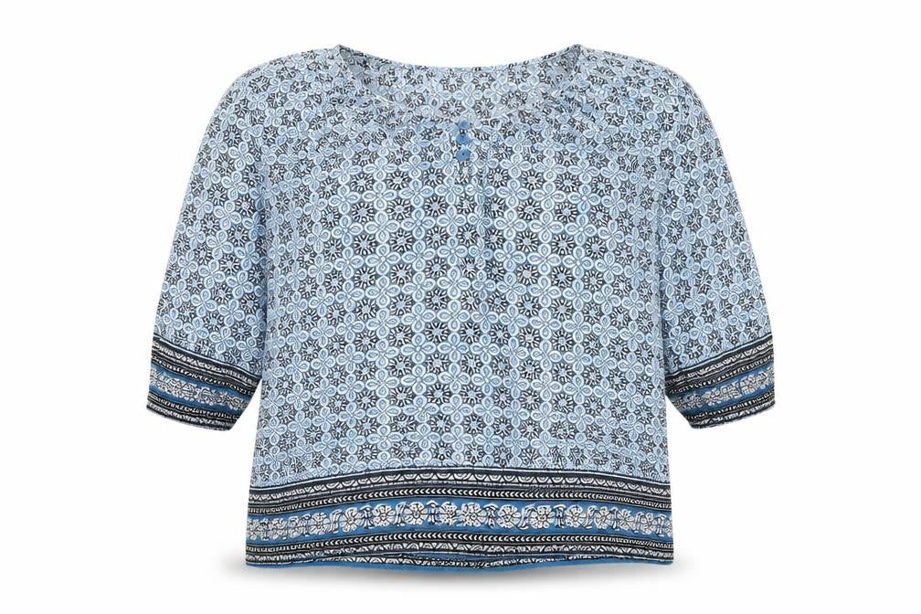 Womens UK Size M Cynthia Rowley Blue Tunic Blouse