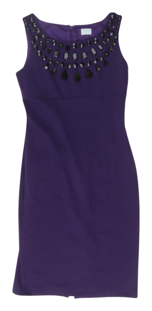 Oasis Purple Sleeveless Beaded Sheath Dress - Size 10