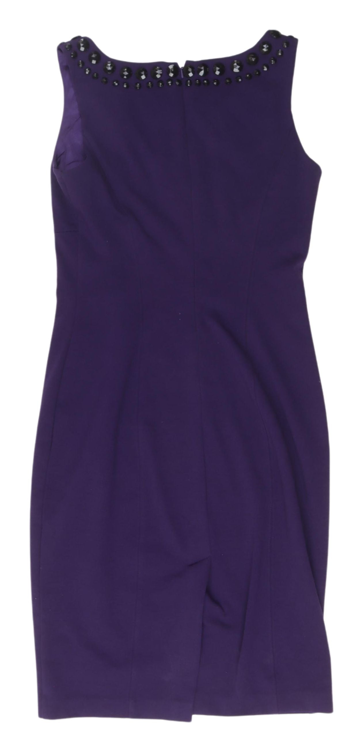 Oasis Purple Sleeveless Beaded Sheath Dress - Size 10