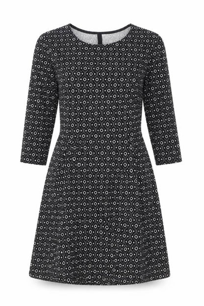 H&M Women's Black Geometric A-Line Dress Size 8