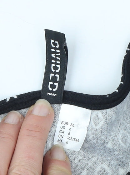 H&M Women's Black Geometric A-Line Dress Size 8