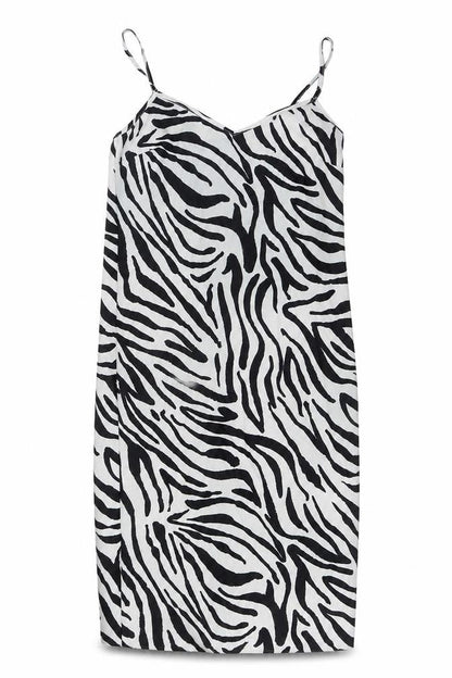 Stradivarius Women's Zebra Slip Dress, Size 8