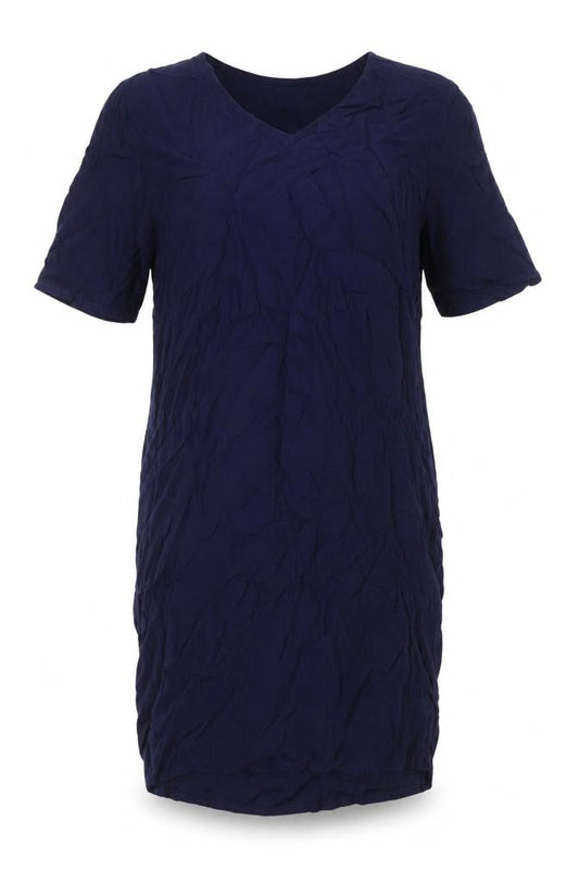 Front view of YAYA Women's Blue V-Neck Shift Dress, size 8