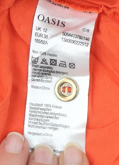 Womens UK Size 12 Oasis Orange Basic Blouse