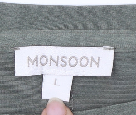 Womens UK Size L Monsoon Green Basic T-Shirt
