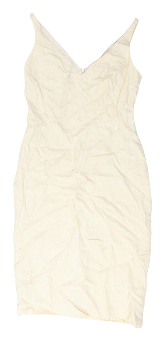 Fenn Wright Manson Ivory Linen Sheath Dress Size 10