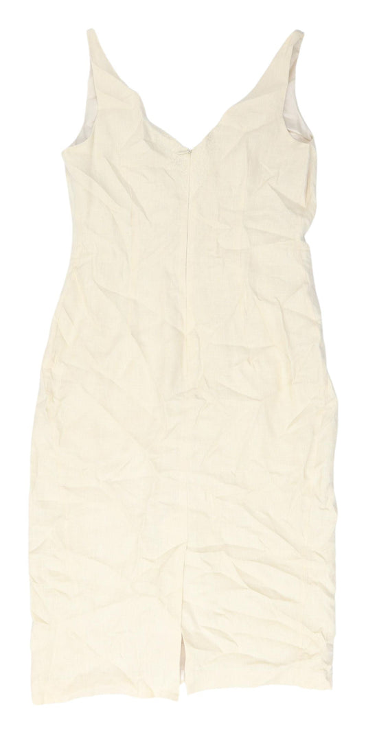 Fenn Wright Manson Ivory Linen Sheath Dress Size 10