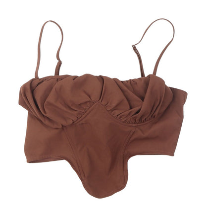 Womens UK Size 12 PRETTYLITTLETHING Brown Camisole Blouse