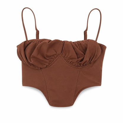 Womens UK Size 12 PRETTYLITTLETHING Brown Camisole Blouse