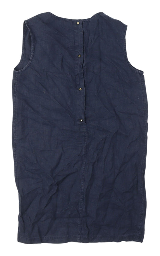 Studio Women's Blue Linen Sleeveless Dress Size 10