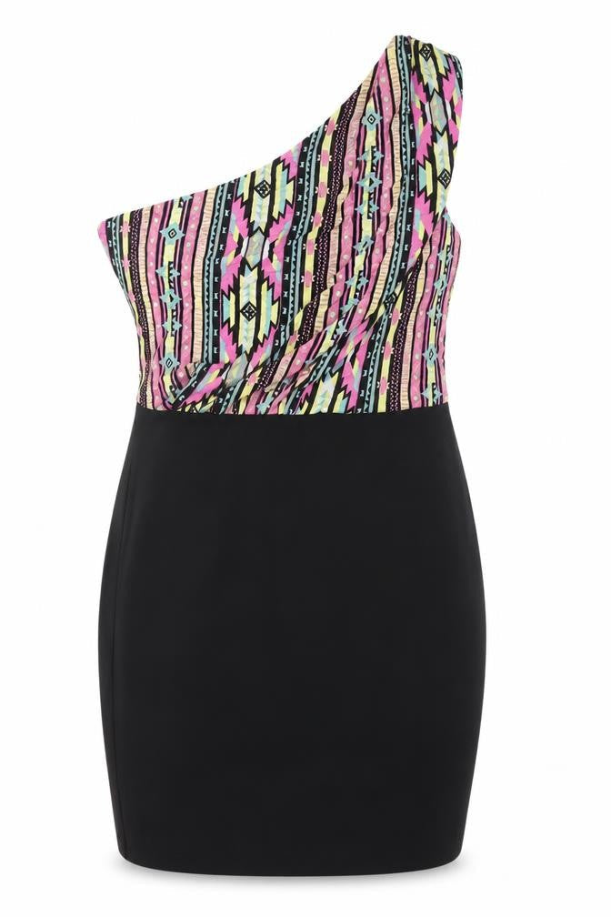 Miss Selfridge Women's Multicoloured One Shoulder Dress