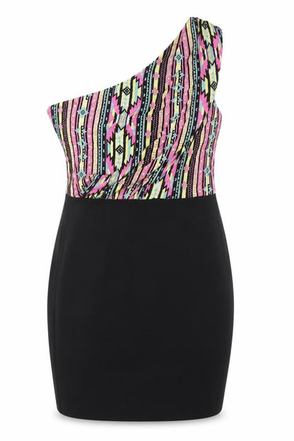 Miss Selfridge Women's Multicoloured One Shoulder Dress