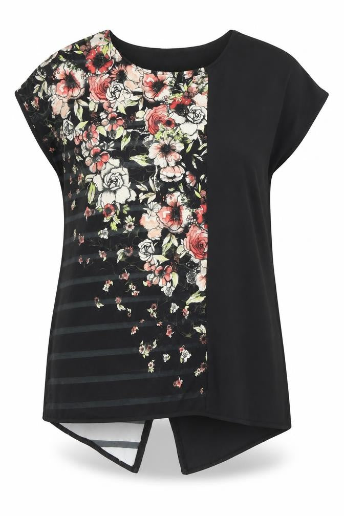 Next Women's Black Floral Tunic Blouse Size 8