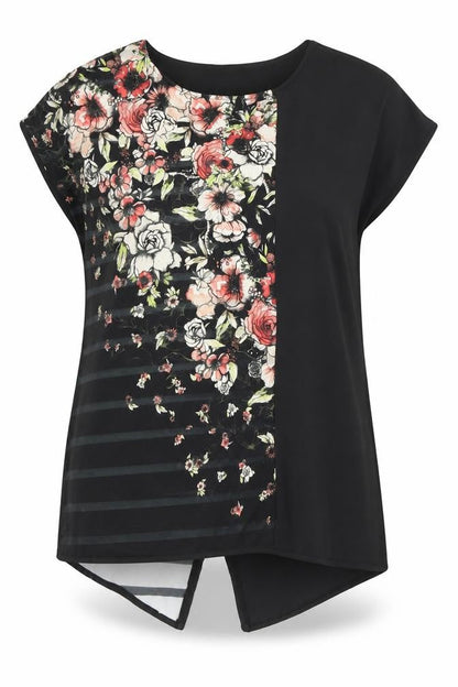 Next Women's Black Floral Tunic Blouse Size 8