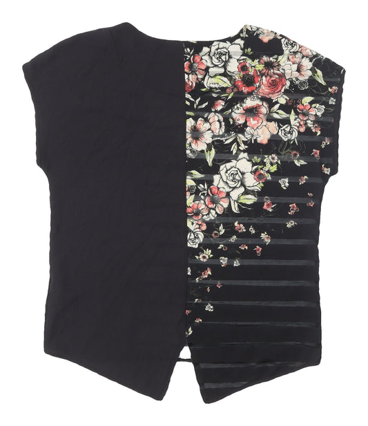 Next Women's Black Floral Tunic Blouse Size 8