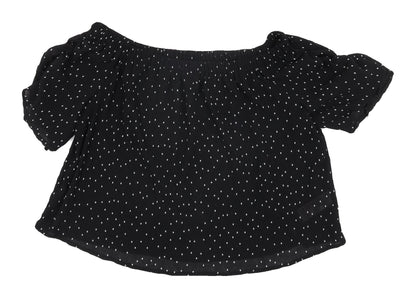 Womens UK Size 12 Topshop Black Cropped Blouse