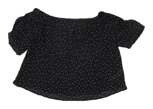 Womens UK Size 12 Topshop Black Cropped Blouse