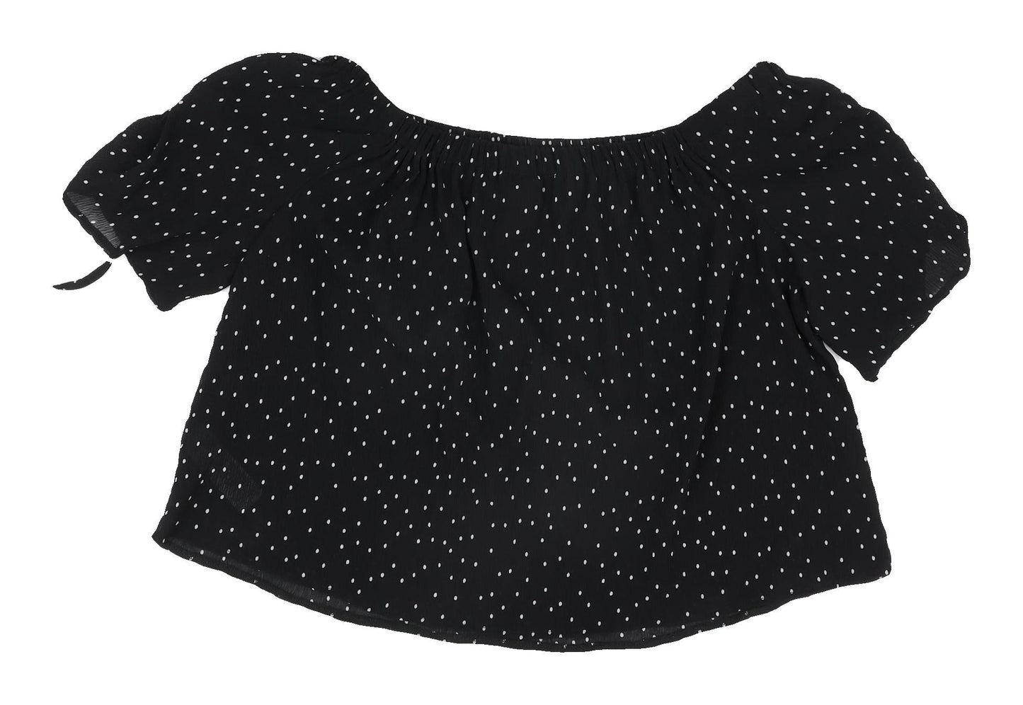 Womens UK Size 12 Topshop Black Cropped Blouse