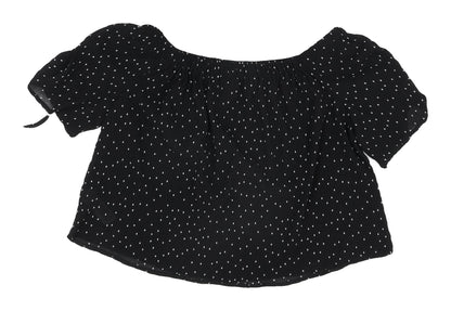 Womens UK Size 12 Topshop Black Cropped Blouse