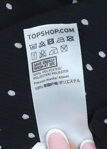 Womens UK Size 12 Topshop Black Cropped Blouse