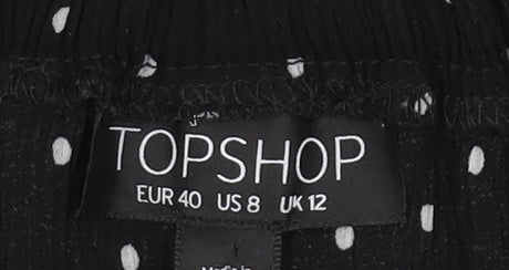 Womens UK Size 12 Topshop Black Cropped Blouse