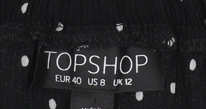 Womens UK Size 12 Topshop Black Cropped Blouse